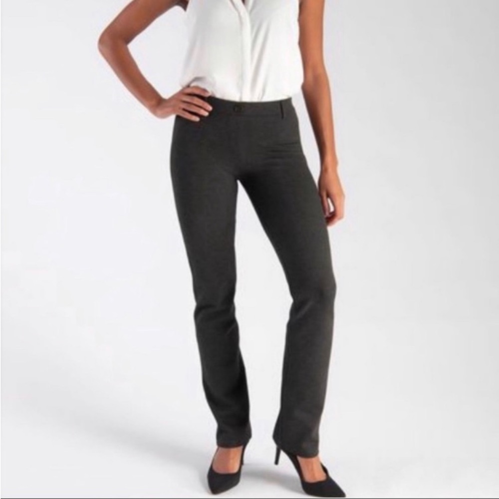 Betabrand‎ Yoga Dress Pants Straight Leg Charcoal Gray petite